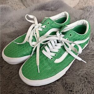 Green Floral Sparkly Vans